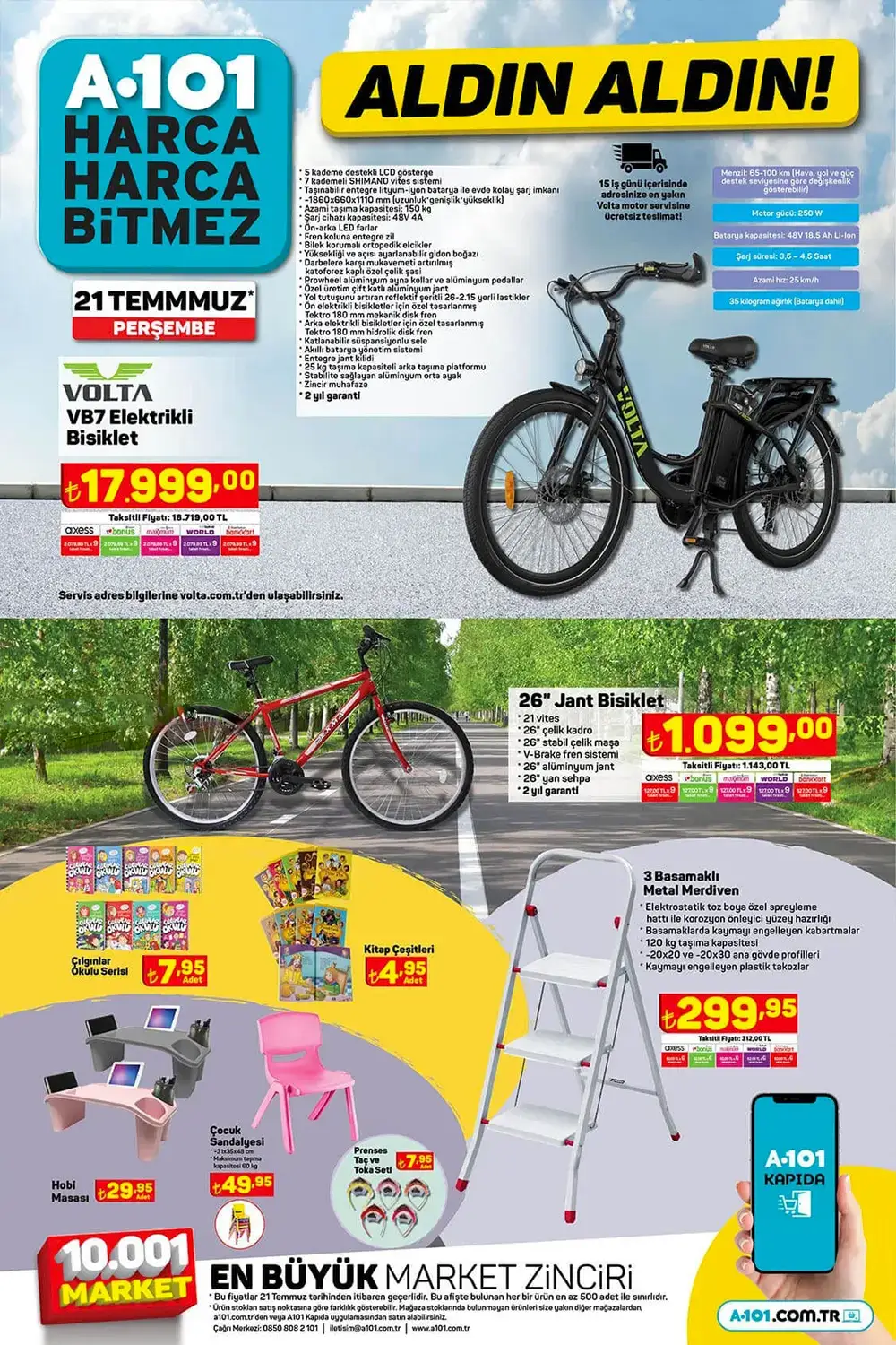 A101’e Volta Elektrikli Bisiklet geliyor! Sakın kaçırmayın! İşte Temmuz 2022 fiyat listesi